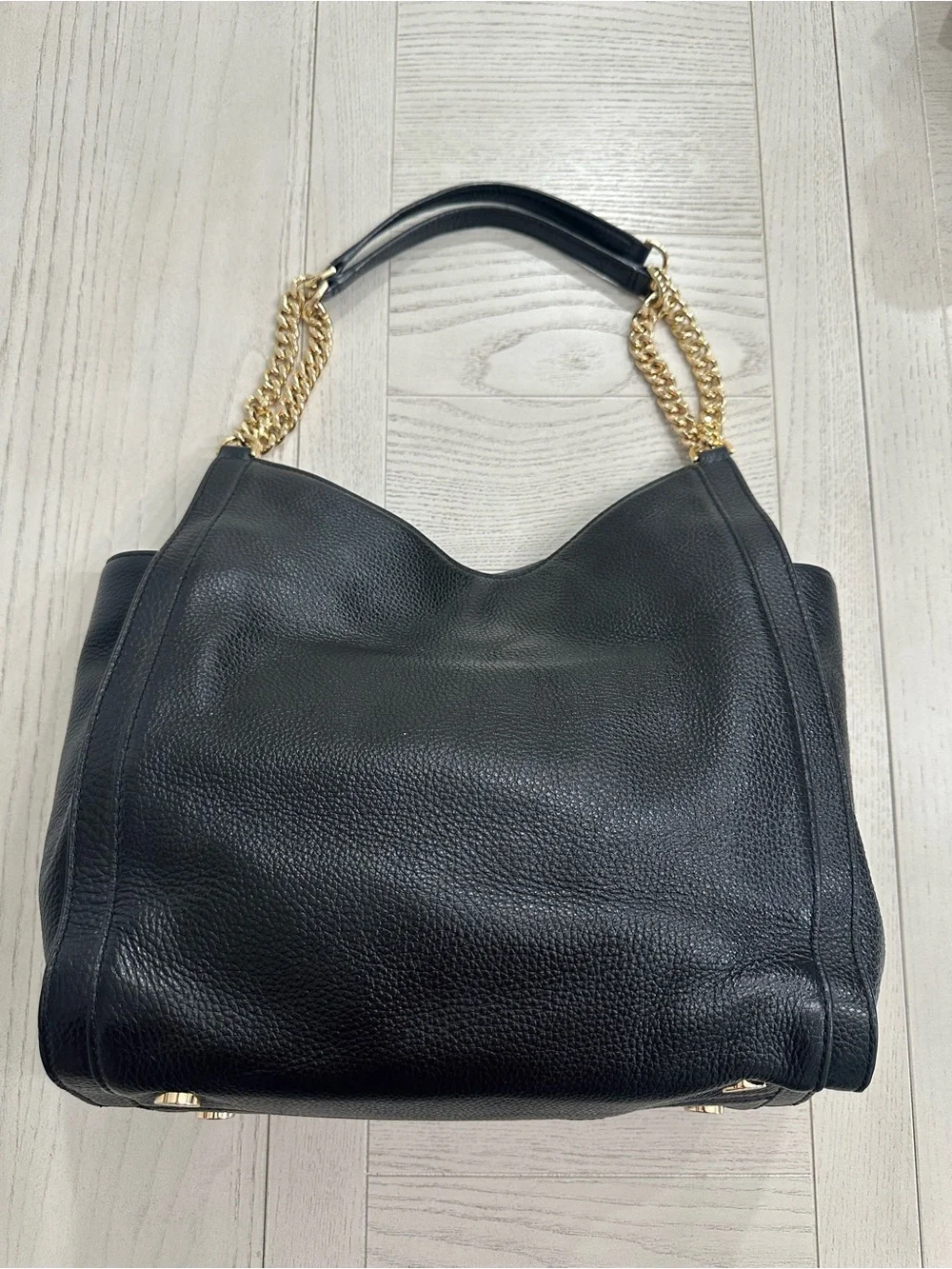 Michael Kors Black Pebbled Leather Men's Crossbody with Gold Logo